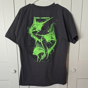 Reel Legends Charcoal Tee with Neon Green Design